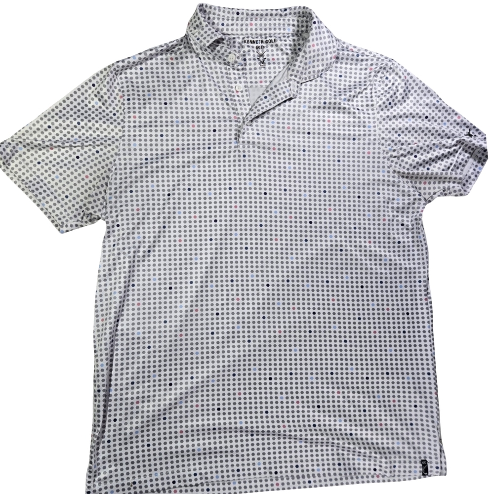 Kenneth Cole Golf Black and Gray Patterned Polo Shirt Size M - Picture 2 of 6